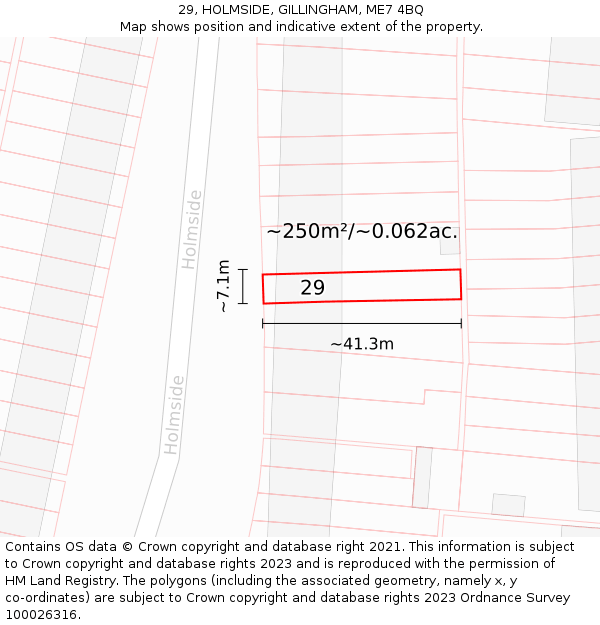29, HOLMSIDE, GILLINGHAM, ME7 4BQ: Plot and title map