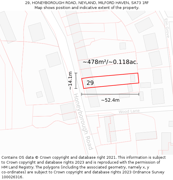 29, HONEYBOROUGH ROAD, NEYLAND, MILFORD HAVEN, SA73 1RF: Plot and title map