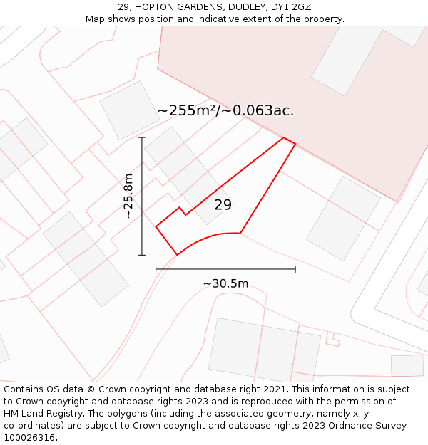29, HOPTON GARDENS, DUDLEY, DY1 2GZ: Plot and title map