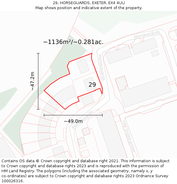 29, HORSEGUARDS, EXETER, EX4 4UU: Plot and title map
