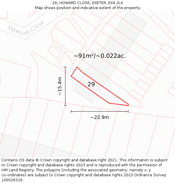 29, HOWARD CLOSE, EXETER, EX4 2LX: Plot and title map