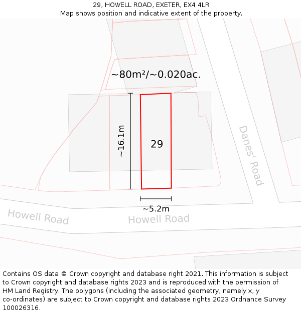 29, HOWELL ROAD, EXETER, EX4 4LR: Plot and title map