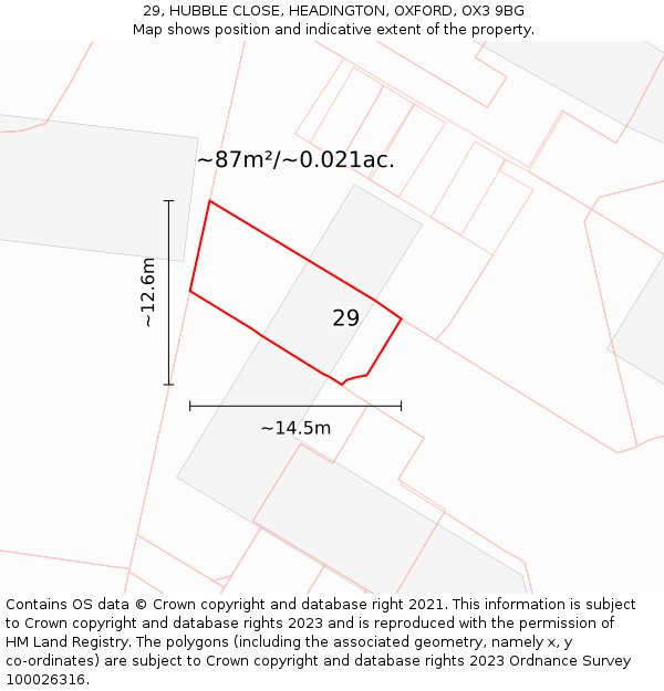 29, HUBBLE CLOSE, HEADINGTON, OXFORD, OX3 9BG: Plot and title map