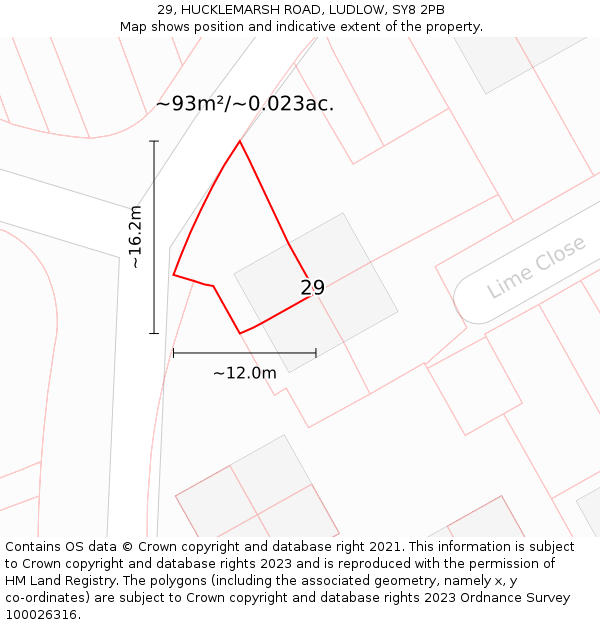 29, HUCKLEMARSH ROAD, LUDLOW, SY8 2PB: Plot and title map