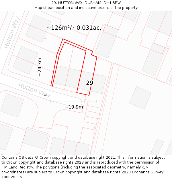 29, HUTTON WAY, DURHAM, DH1 5BW: Plot and title map