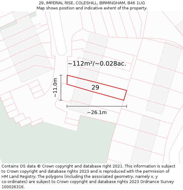 29, IMPERIAL RISE, COLESHILL, BIRMINGHAM, B46 1UG: Plot and title map
