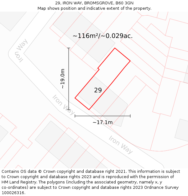 29, IRON WAY, BROMSGROVE, B60 3GN: Plot and title map