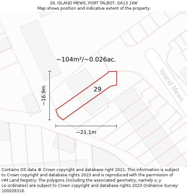 29, ISLAND MEWS, PORT TALBOT, SA13 1XW: Plot and title map