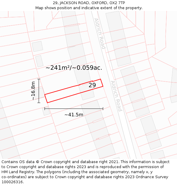 29, JACKSON ROAD, OXFORD, OX2 7TP: Plot and title map