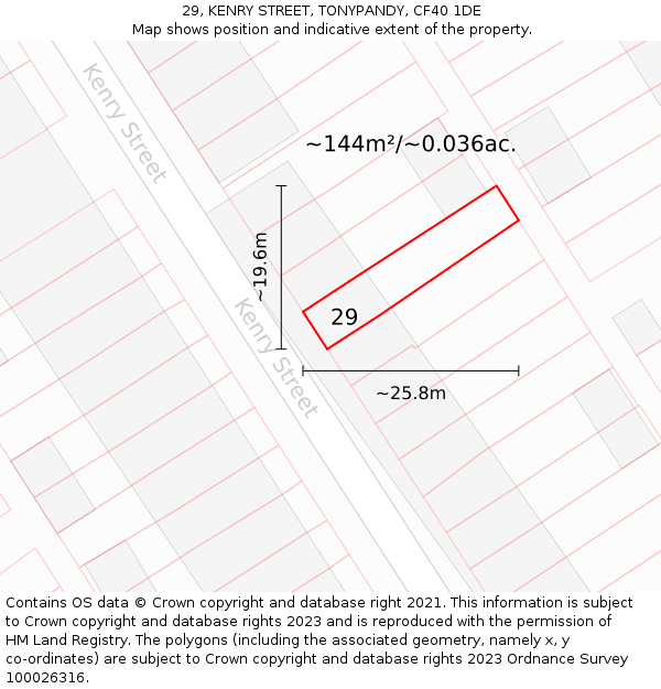 29, KENRY STREET, TONYPANDY, CF40 1DE: Plot and title map