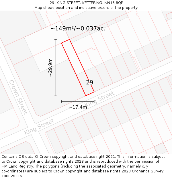 29, KING STREET, KETTERING, NN16 8QP: Plot and title map