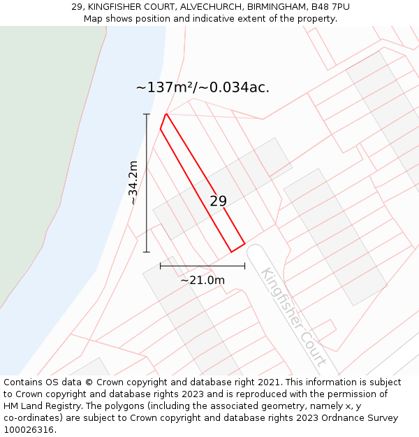 29, KINGFISHER COURT, ALVECHURCH, BIRMINGHAM, B48 7PU: Plot and title map