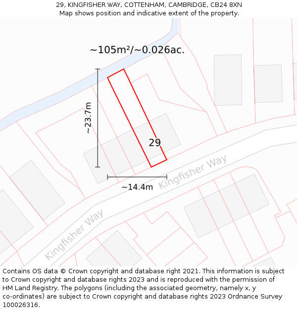 29, KINGFISHER WAY, COTTENHAM, CAMBRIDGE, CB24 8XN: Plot and title map
