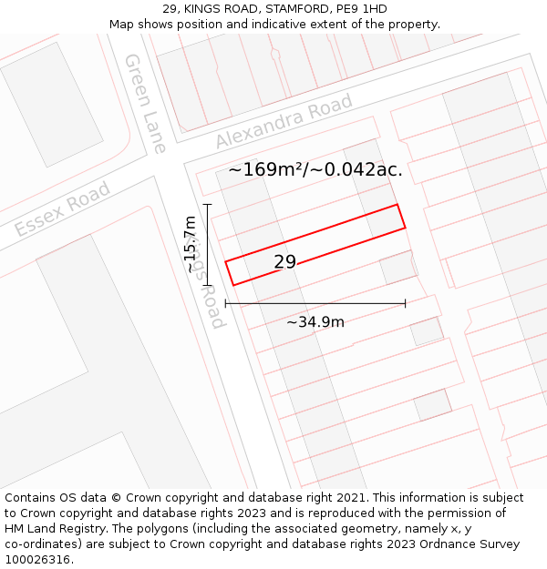 29, KINGS ROAD, STAMFORD, PE9 1HD: Plot and title map