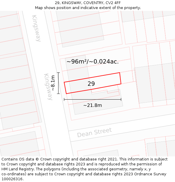 29, KINGSWAY, COVENTRY, CV2 4FF: Plot and title map