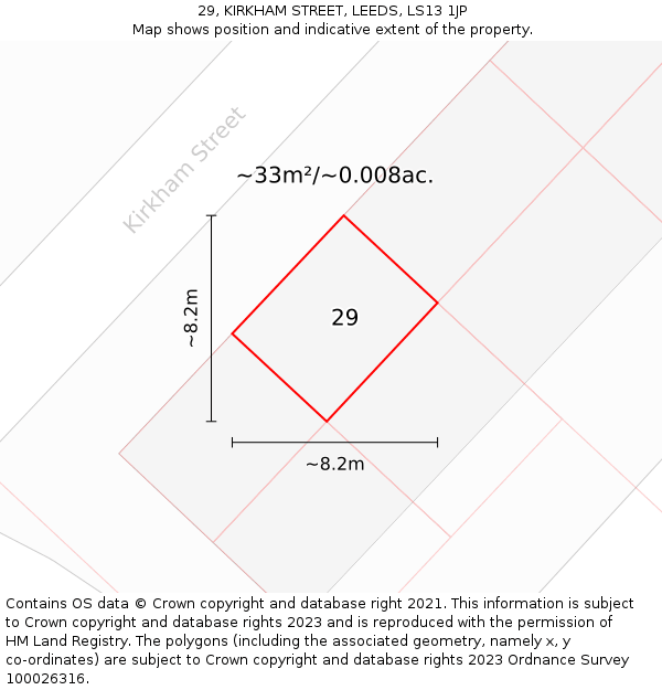 29, KIRKHAM STREET, LEEDS, LS13 1JP: Plot and title map