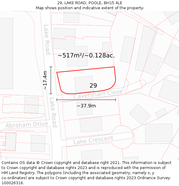 29, LAKE ROAD, POOLE, BH15 4LE: Plot and title map