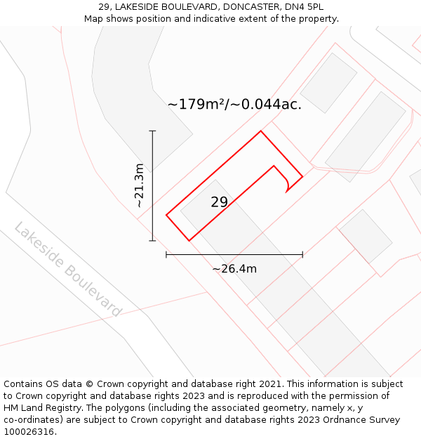 29, LAKESIDE BOULEVARD, DONCASTER, DN4 5PL: Plot and title map