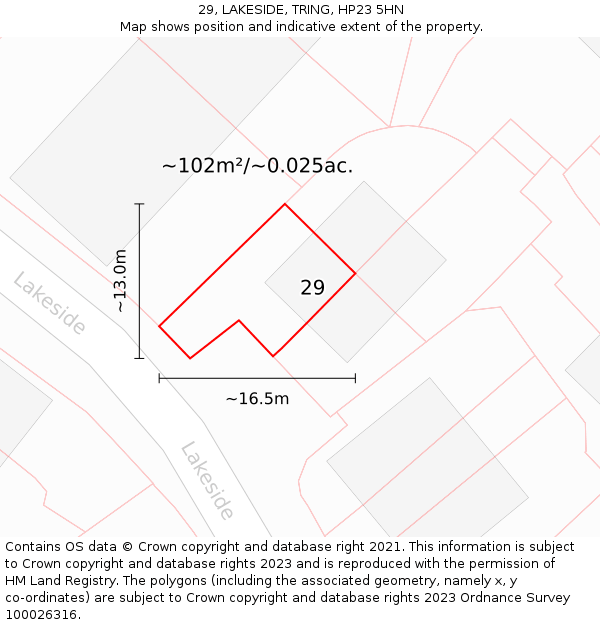 29, LAKESIDE, TRING, HP23 5HN: Plot and title map