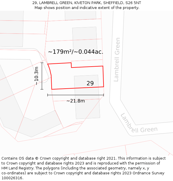 29, LAMBRELL GREEN, KIVETON PARK, SHEFFIELD, S26 5NT: Plot and title map