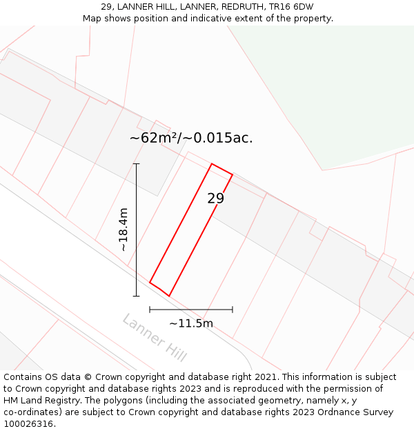 29, LANNER HILL, LANNER, REDRUTH, TR16 6DW: Plot and title map