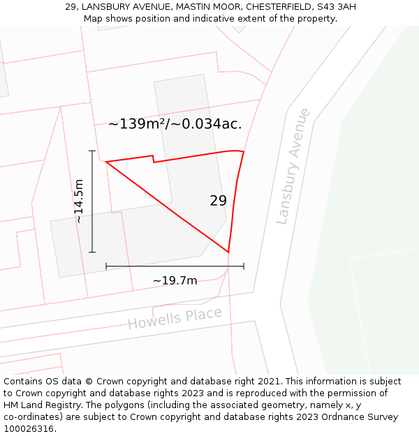29, LANSBURY AVENUE, MASTIN MOOR, CHESTERFIELD, S43 3AH: Plot and title map