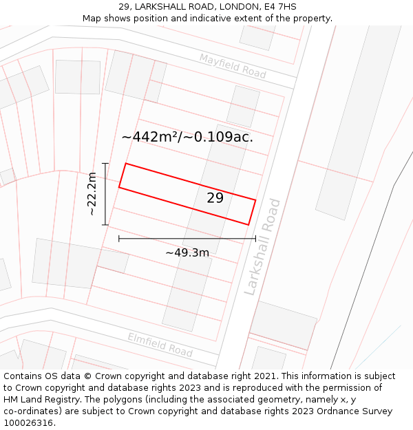 29, LARKSHALL ROAD, LONDON, E4 7HS: Plot and title map