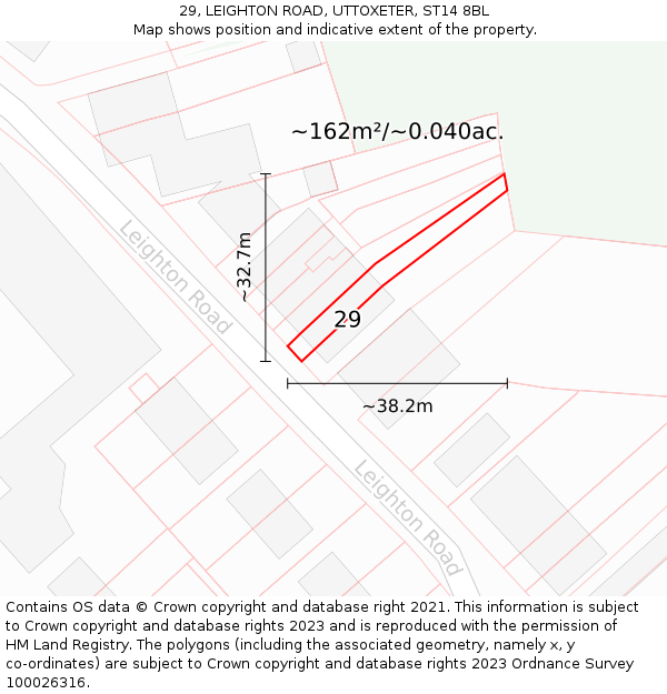 29, LEIGHTON ROAD, UTTOXETER, ST14 8BL: Plot and title map