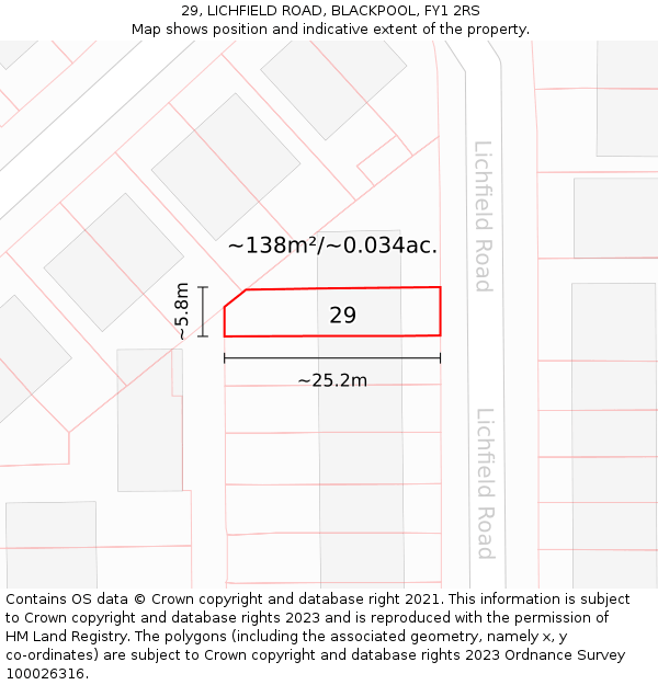 29, LICHFIELD ROAD, BLACKPOOL, FY1 2RS: Plot and title map