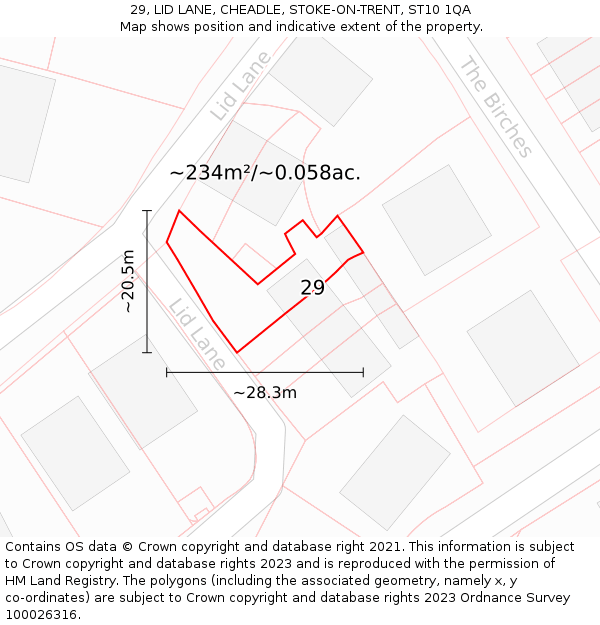 29, LID LANE, CHEADLE, STOKE-ON-TRENT, ST10 1QA: Plot and title map