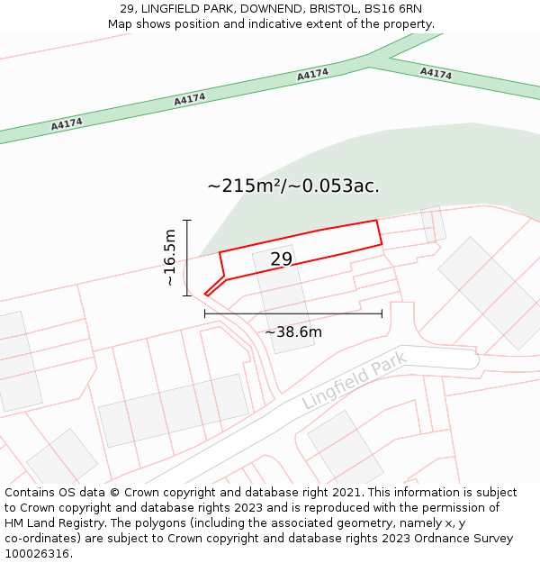 29, LINGFIELD PARK, DOWNEND, BRISTOL, BS16 6RN: Plot and title map