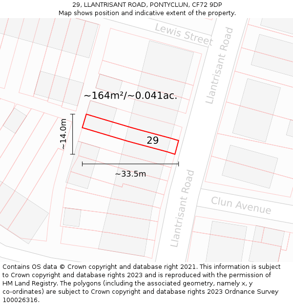 29, LLANTRISANT ROAD, PONTYCLUN, CF72 9DP: Plot and title map