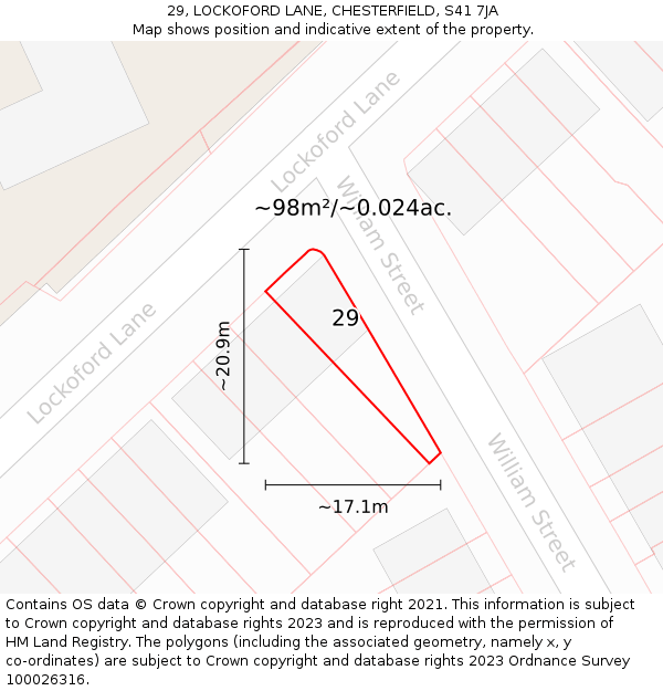 29, LOCKOFORD LANE, CHESTERFIELD, S41 7JA: Plot and title map