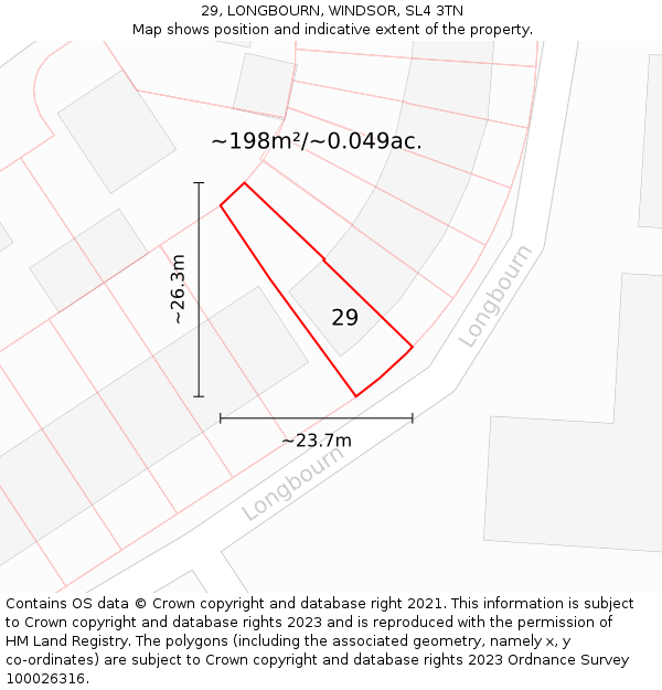 29, LONGBOURN, WINDSOR, SL4 3TN: Plot and title map
