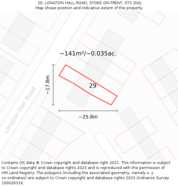 29, LONGTON HALL ROAD, STOKE-ON-TRENT, ST3 2NQ: Plot and title map