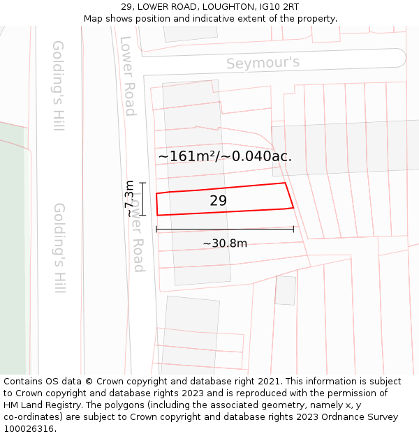 29, LOWER ROAD, LOUGHTON, IG10 2RT: Plot and title map
