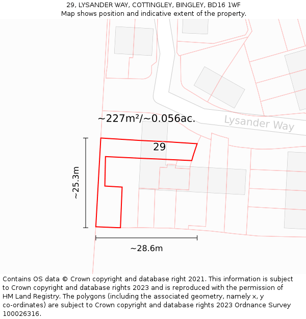 29, LYSANDER WAY, COTTINGLEY, BINGLEY, BD16 1WF: Plot and title map
