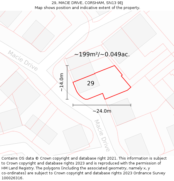 29, MACIE DRIVE, CORSHAM, SN13 9EJ: Plot and title map