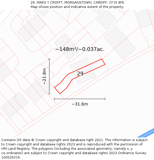 29, MAES Y CROFFT, MORGANSTOWN, CARDIFF, CF15 8FE: Plot and title map