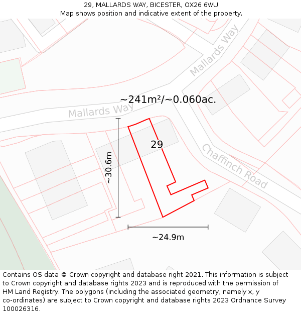 29, MALLARDS WAY, BICESTER, OX26 6WU: Plot and title map