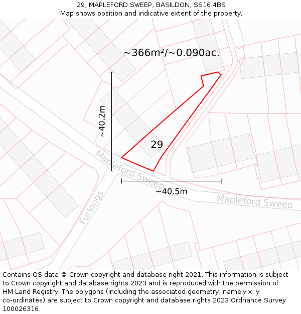 29, MAPLEFORD SWEEP, BASILDON, SS16 4BS: Plot and title map