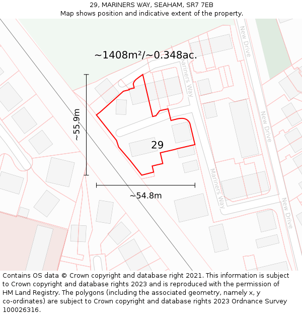 29, MARINERS WAY, SEAHAM, SR7 7EB: Plot and title map