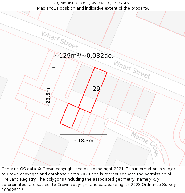 29, MARNE CLOSE, WARWICK, CV34 4NH: Plot and title map