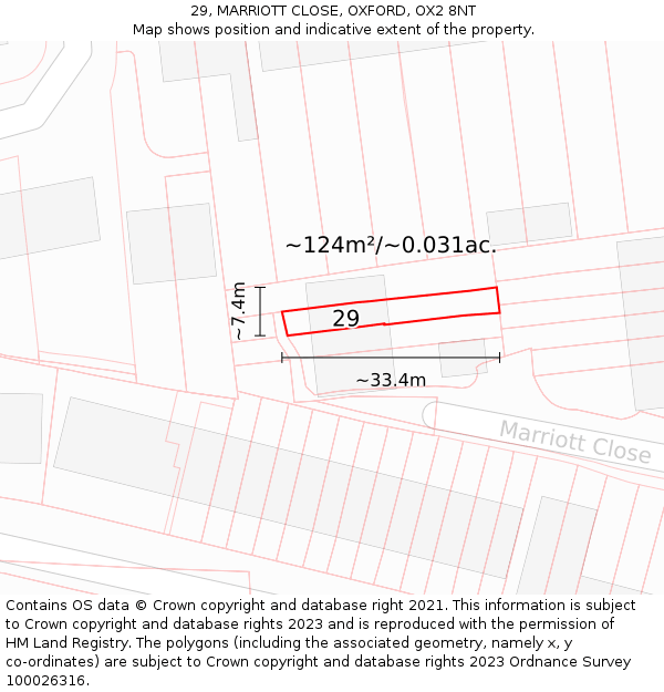 29, MARRIOTT CLOSE, OXFORD, OX2 8NT: Plot and title map