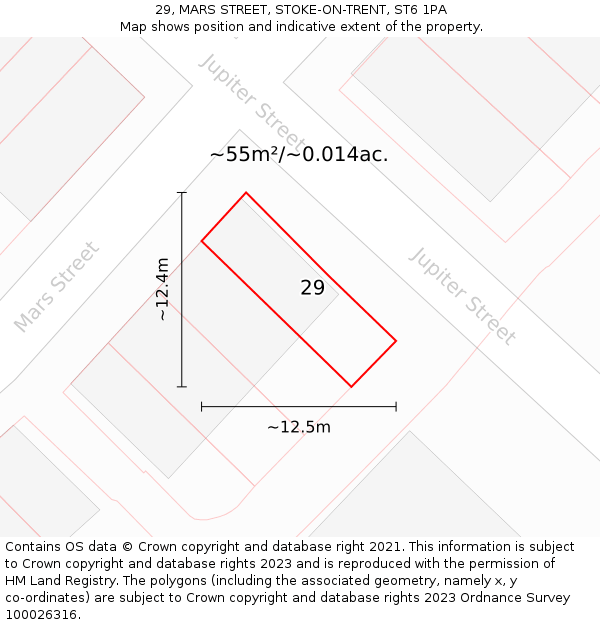 29, MARS STREET, STOKE-ON-TRENT, ST6 1PA: Plot and title map
