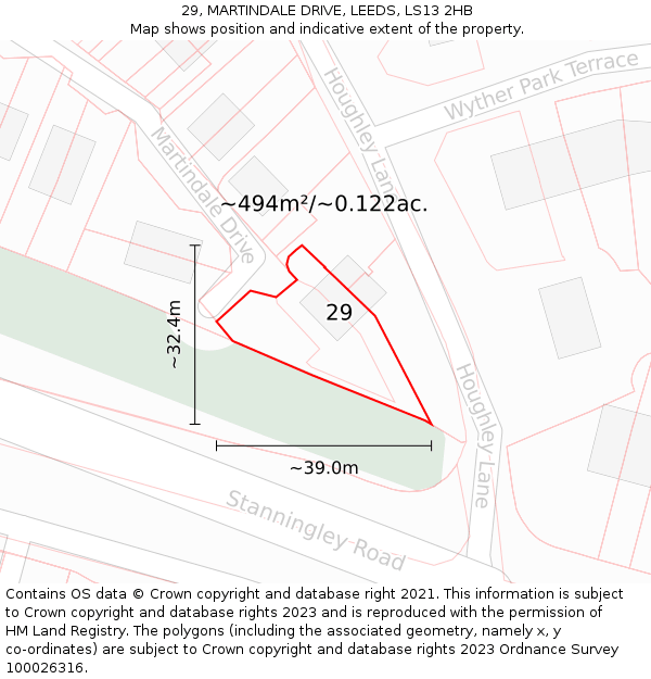 29, MARTINDALE DRIVE, LEEDS, LS13 2HB: Plot and title map