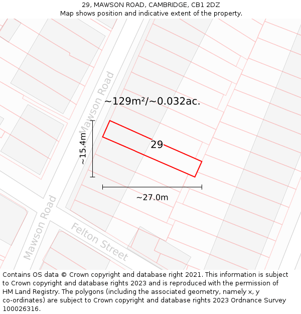 29, MAWSON ROAD, CAMBRIDGE, CB1 2DZ: Plot and title map