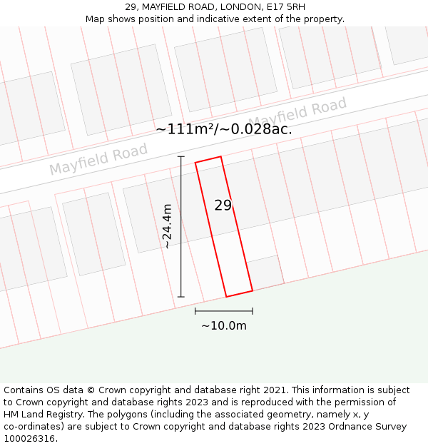 29, MAYFIELD ROAD, LONDON, E17 5RH: Plot and title map