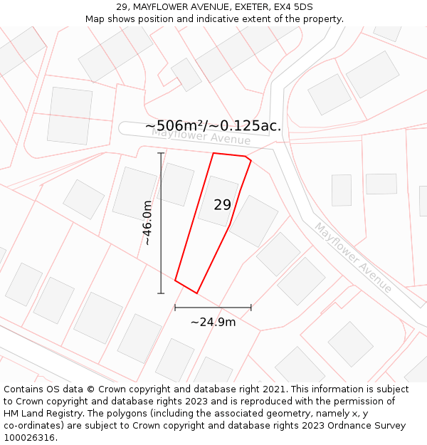 29, MAYFLOWER AVENUE, EXETER, EX4 5DS: Plot and title map