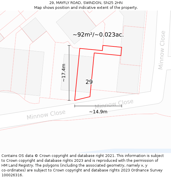 29, MAYFLY ROAD, SWINDON, SN25 2HN: Plot and title map